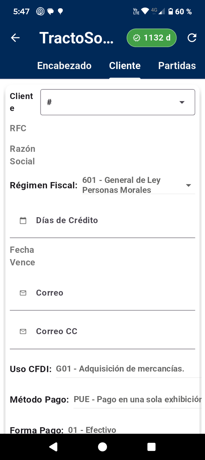 Pantalla de cliente