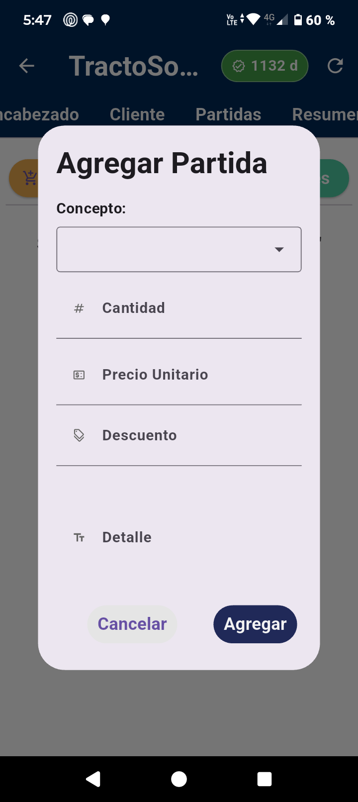 Agregar partida