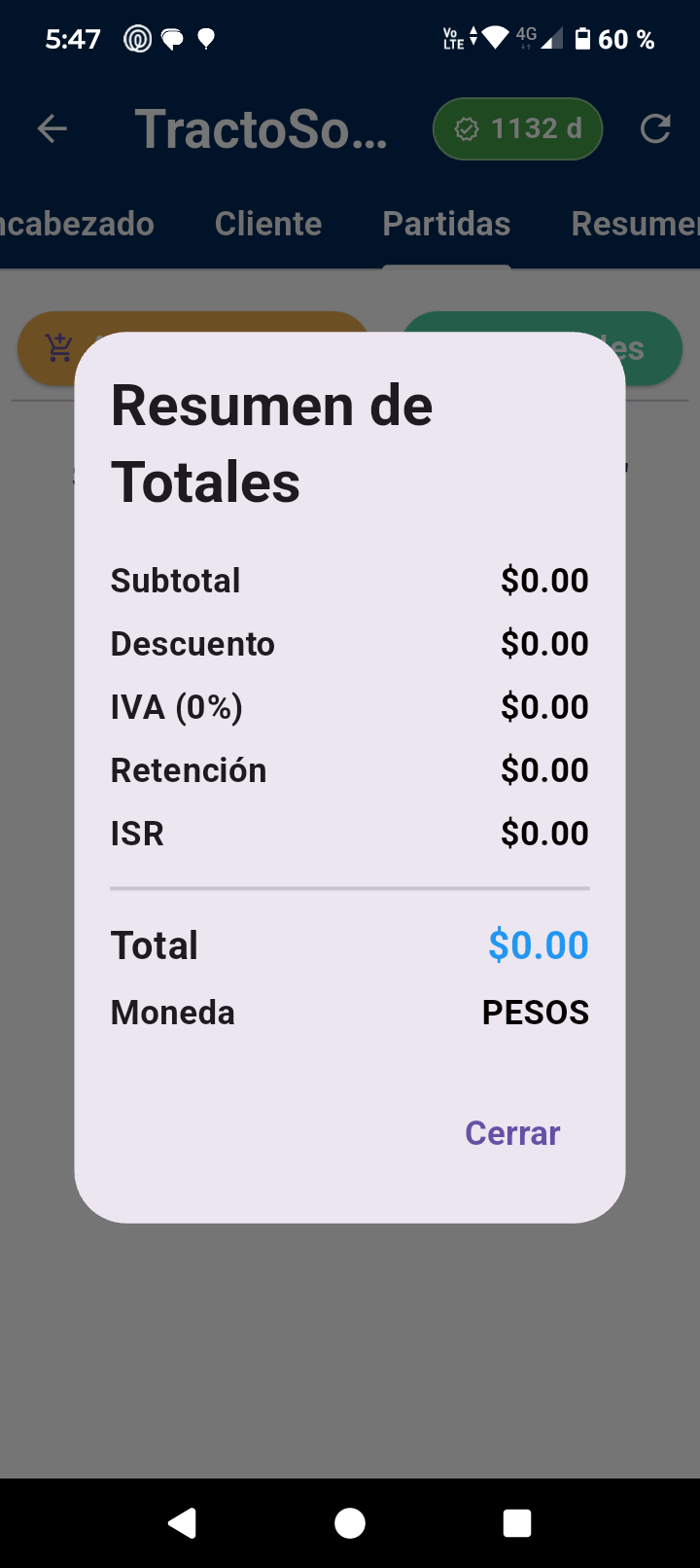 Resumen de totales